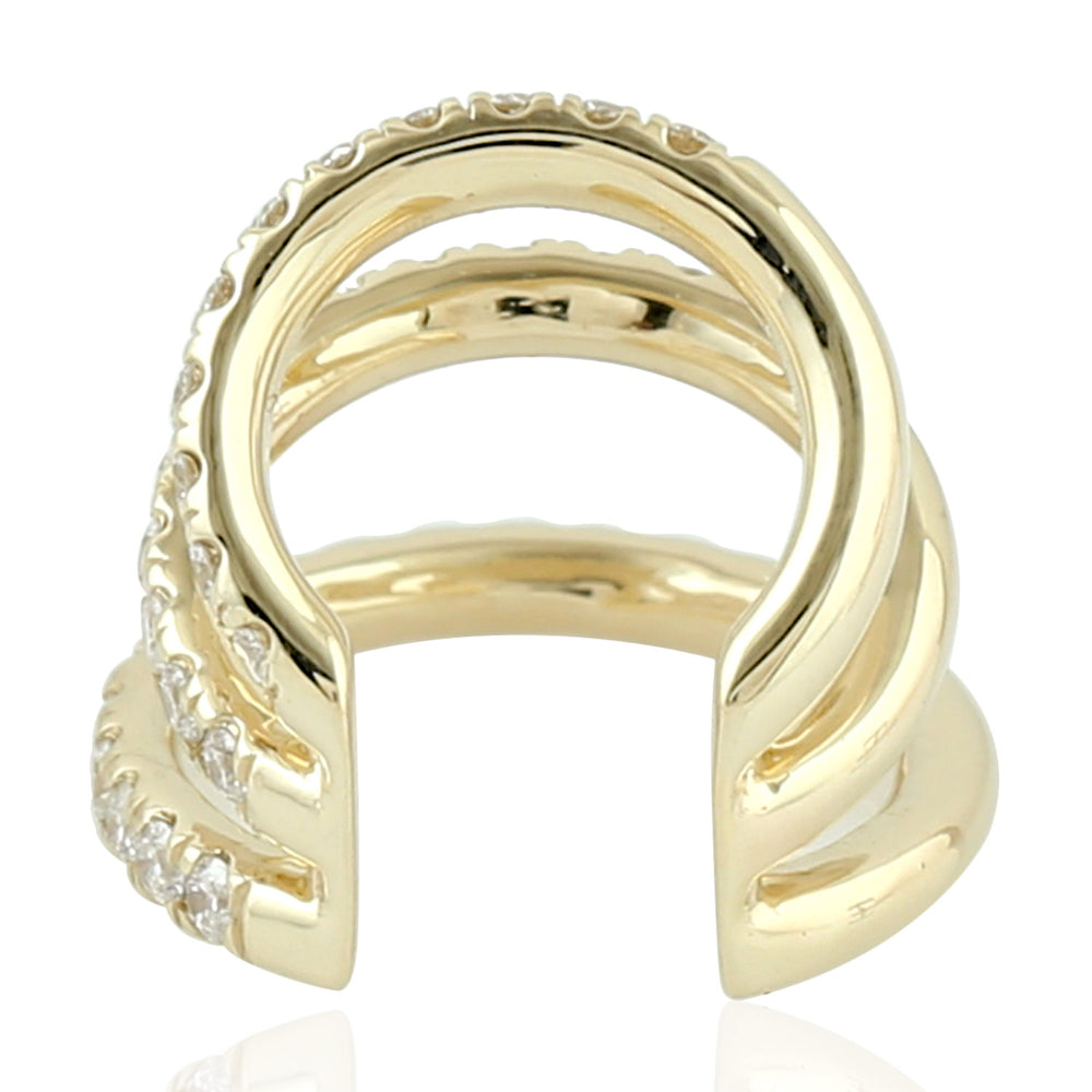 Triple Row Diamond Spiral Finding in 14K Yellow Gold