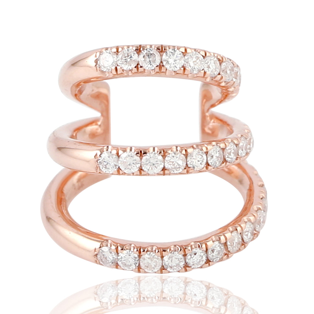 Triple Row Diamond Pavé Open Finding in 18K Rose Gold