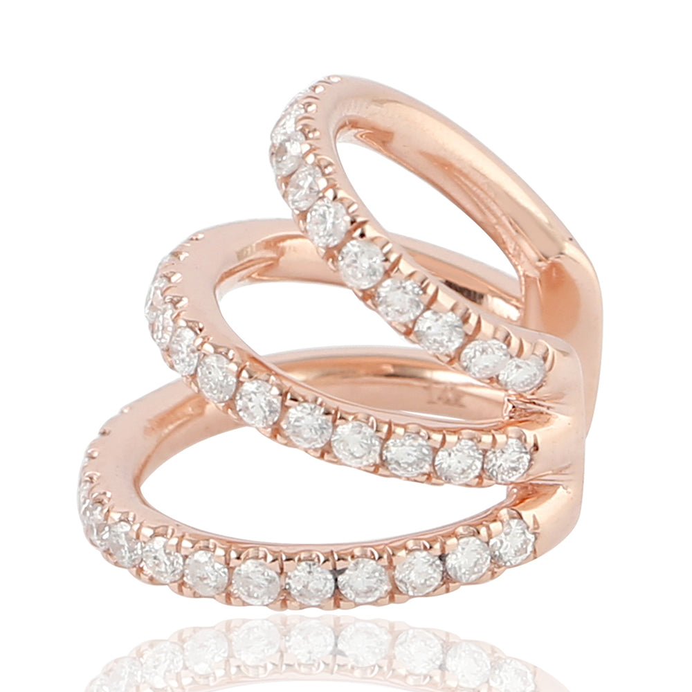 Triple Row Diamond Pavé Open Finding in 18K Rose Gold