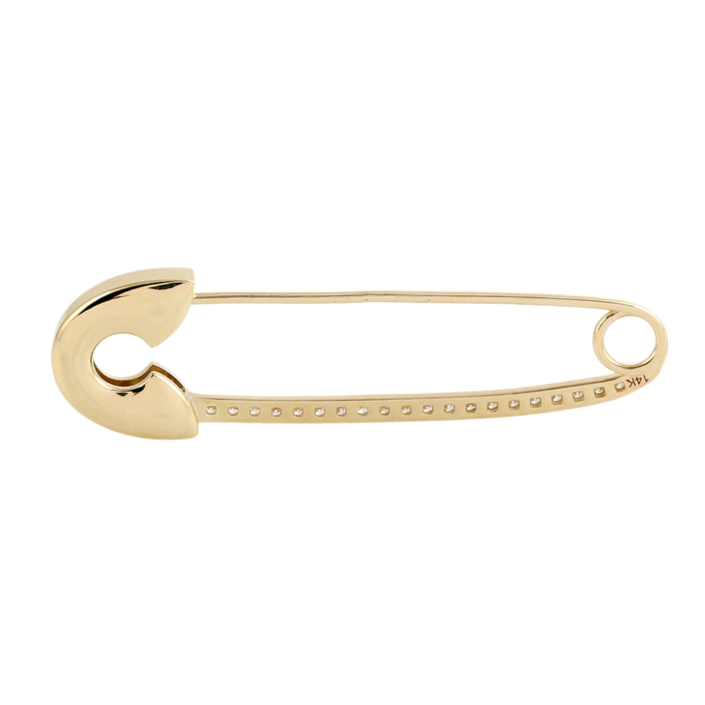 Pavé Diamond Safety Pin Brooch in 14K Yellow Gold