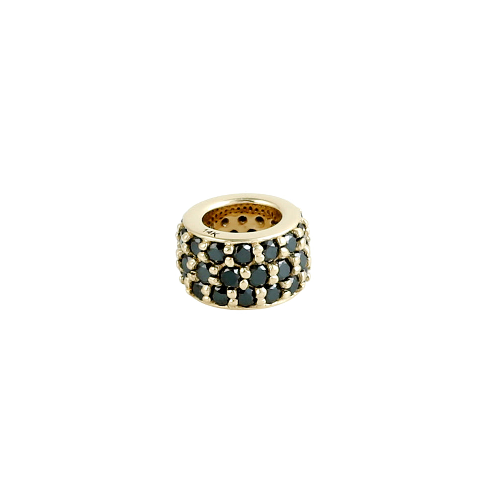 14K Yellow Gold Micro Pave Black Diamond Spacer Finding