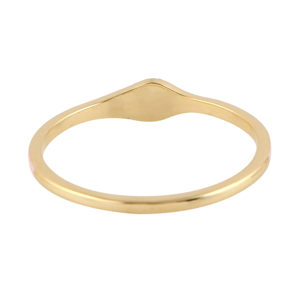 14k Yellow Gold Bezel Ice Diamond Band Ring Enamel Jewelry