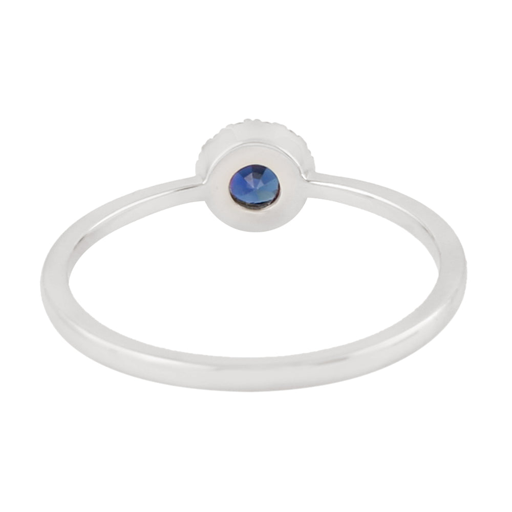 Blue Sapphire & Diamond Delicate Ring in 18k White Gold – Fine Jewelry for Her