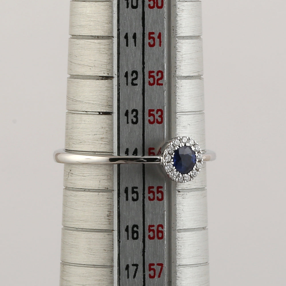 Blue Sapphire & Diamond Delicate Ring in 18k White Gold – Fine Jewelry for Her