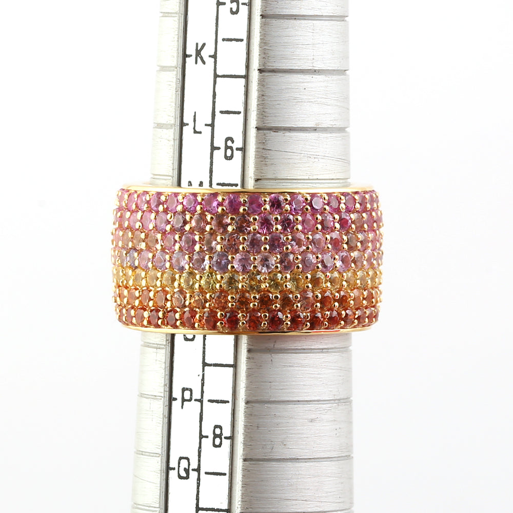 Rainbow Sapphire Pave Band Ring in 18K Yellow Gold – Gemstone Ring for Her