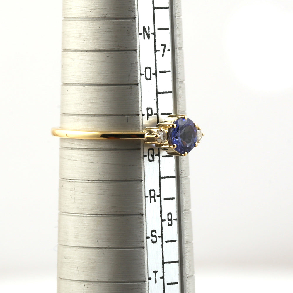 10K Yellow Gold Prong Tanzanite Gemstone Diamond Ring Women's Jewelry