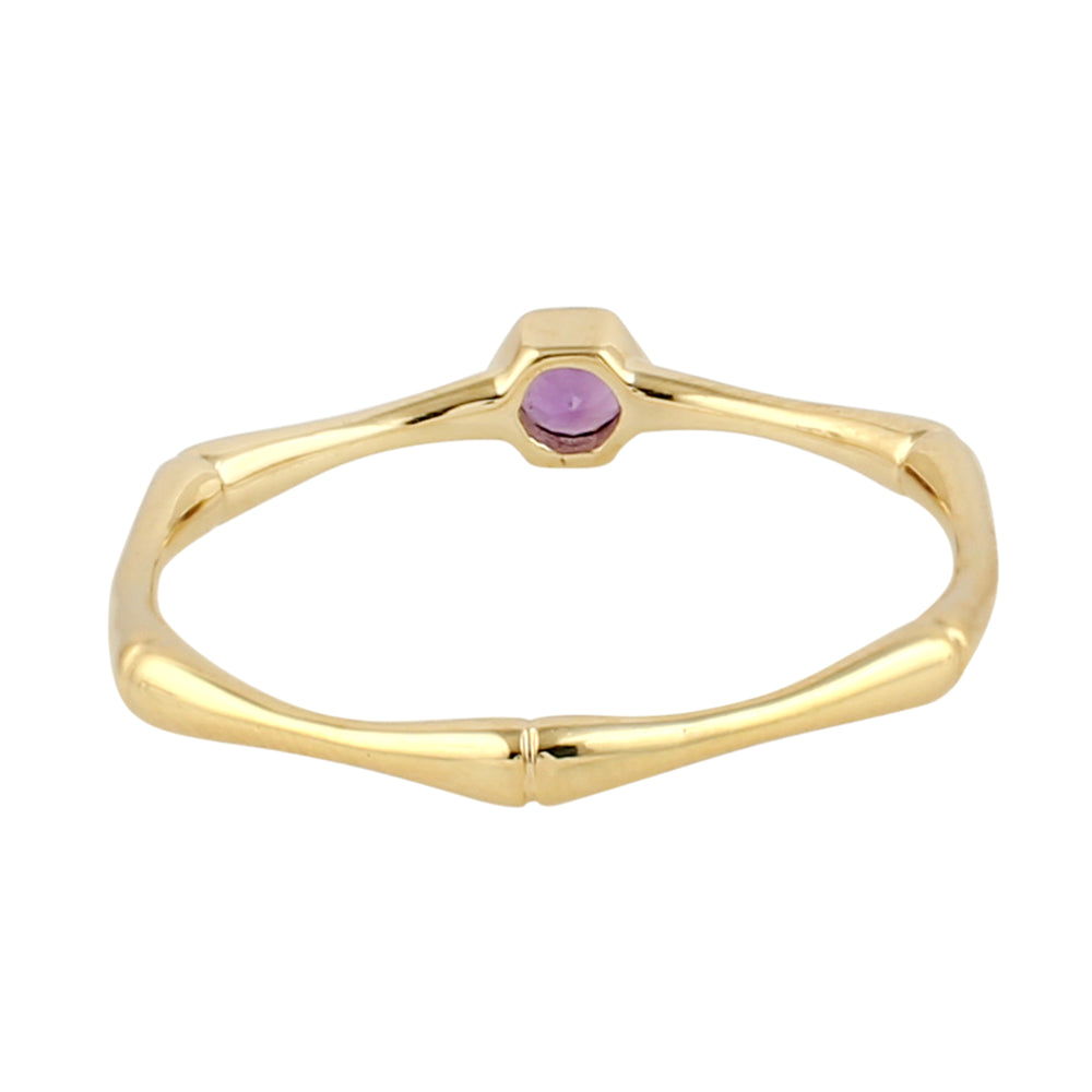 10k Yellow Gold Amethyst Gemstone Band Ring Jewelry For Women's