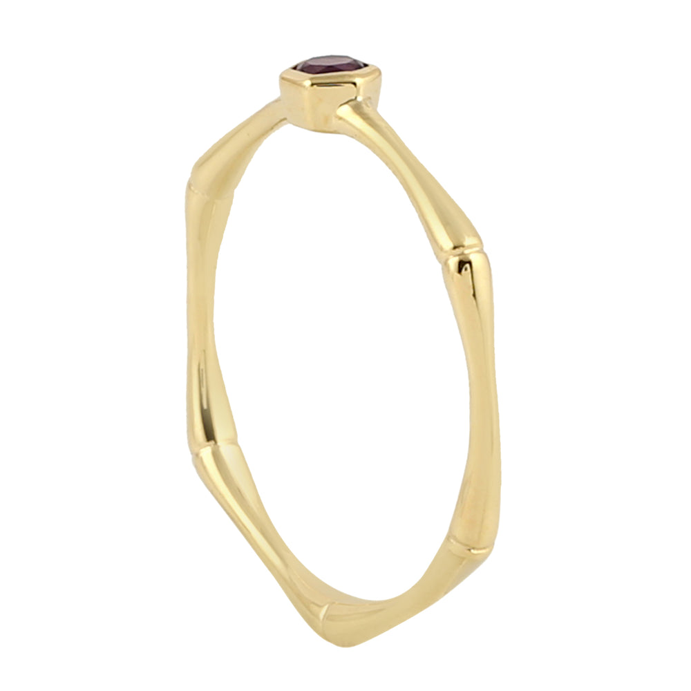 10k Yellow Gold Amethyst Gemstone Band Ring Jewelry For Women's