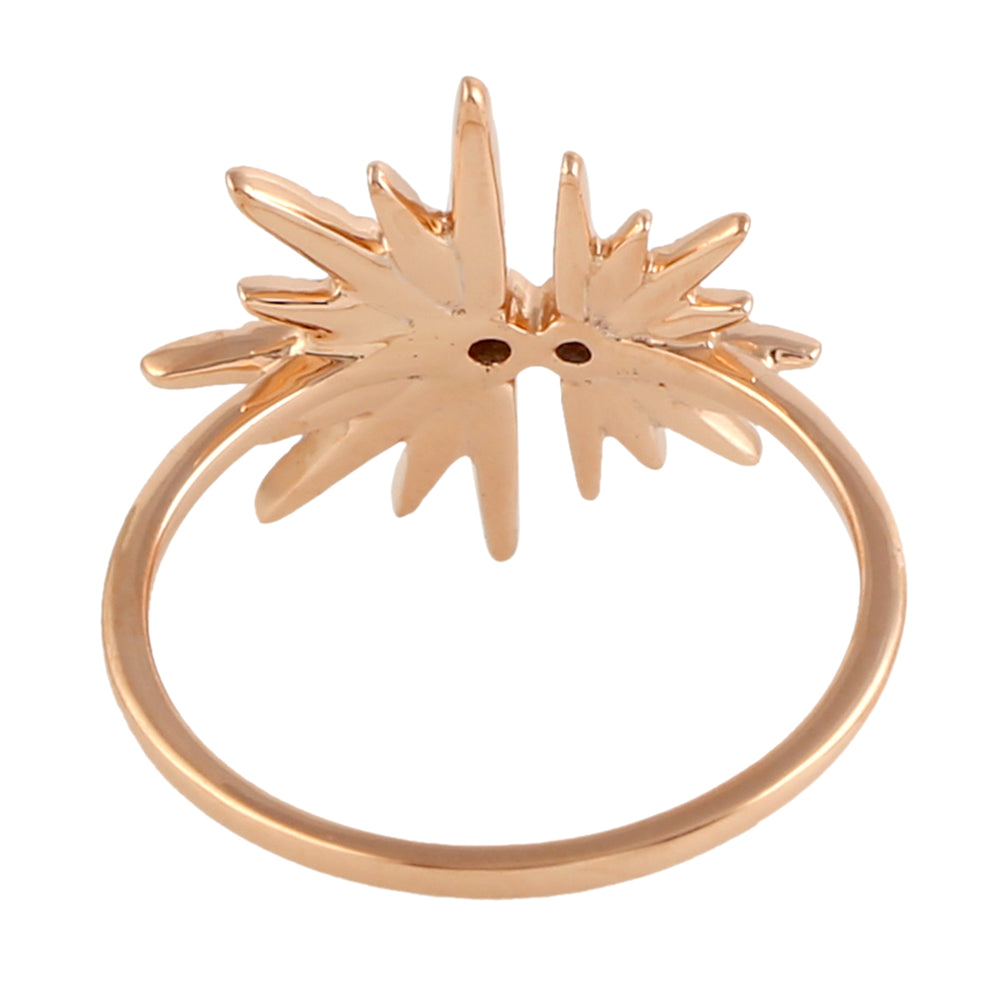 18k Rose Gold Pave Diamond Starburst Ring Handmade Jewelry