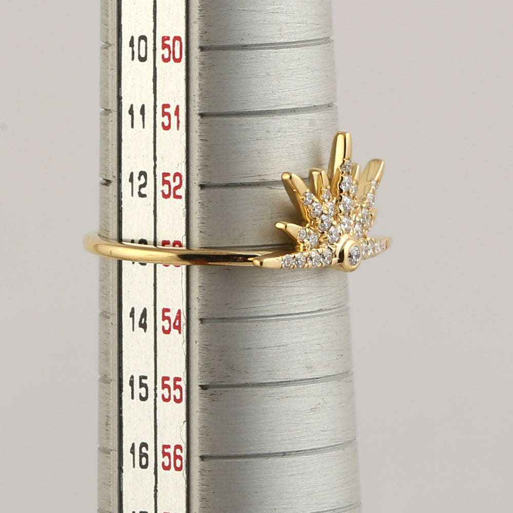 18k Yellow Gold Pave Diamond Starburst Ring Women's Jewelry