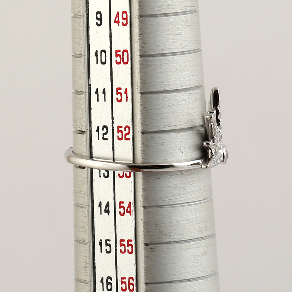 18k White Gold Pave Diamond Half Starburst Design Ring Women's Jewelry