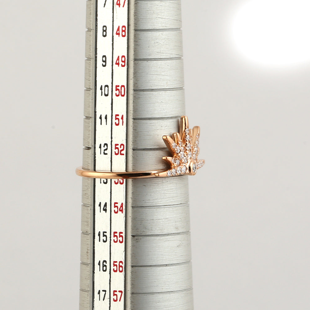 18k Rose Gold Micro Pave Diamond Half Starburst Ring Women's