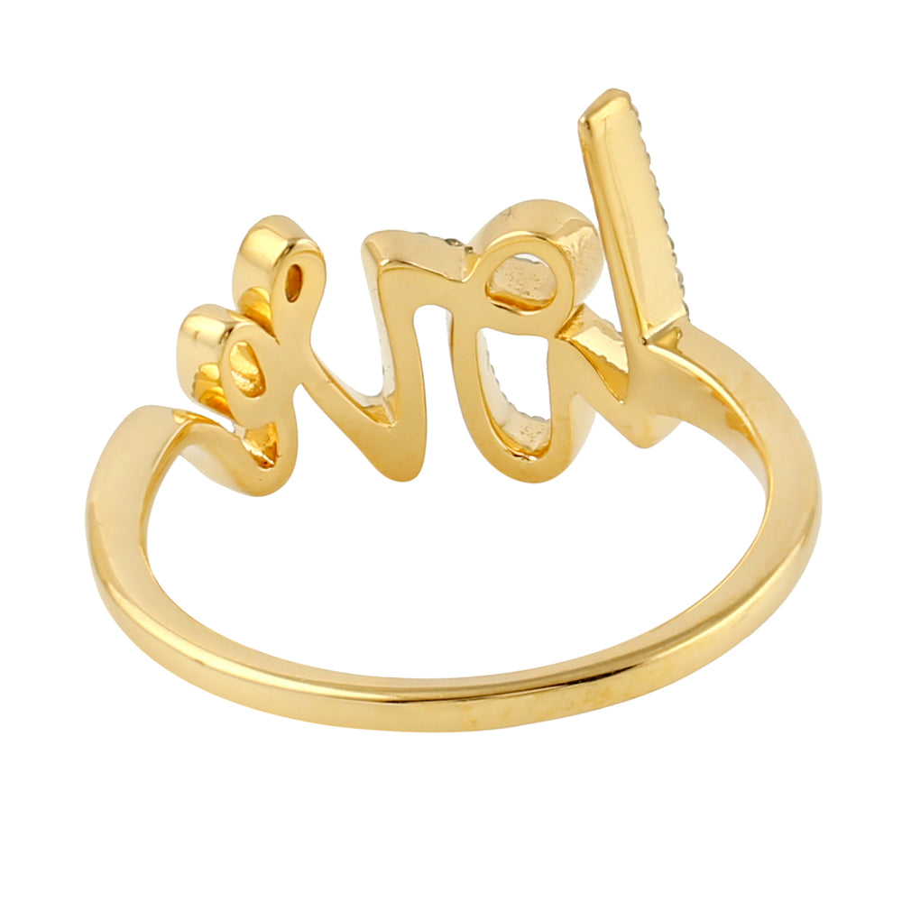 14k Yellow gold Pave Diamond love Statement Ring for Her