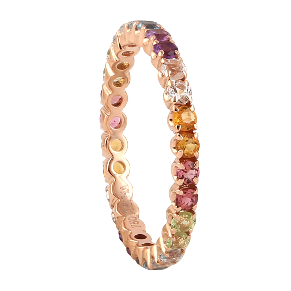 Multiple Gemstone Stackable Band Ring in 18K Rose Gold – Fine Jewelry for Everyday Elegance