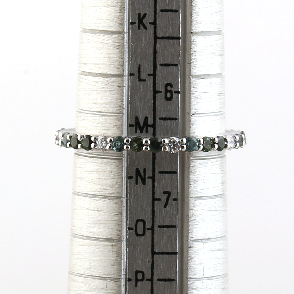 Prong Tourmaline Pave Diamond Sleek Band Ring In 18k White Gold