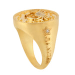 Natural Diamond Cancer Zodiac Sign Cocktail Ring In 14k Yellow Gold