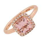 Prong Set Natural Morganite Pave Diamond Ring Jewelry In 18k Rose Gold