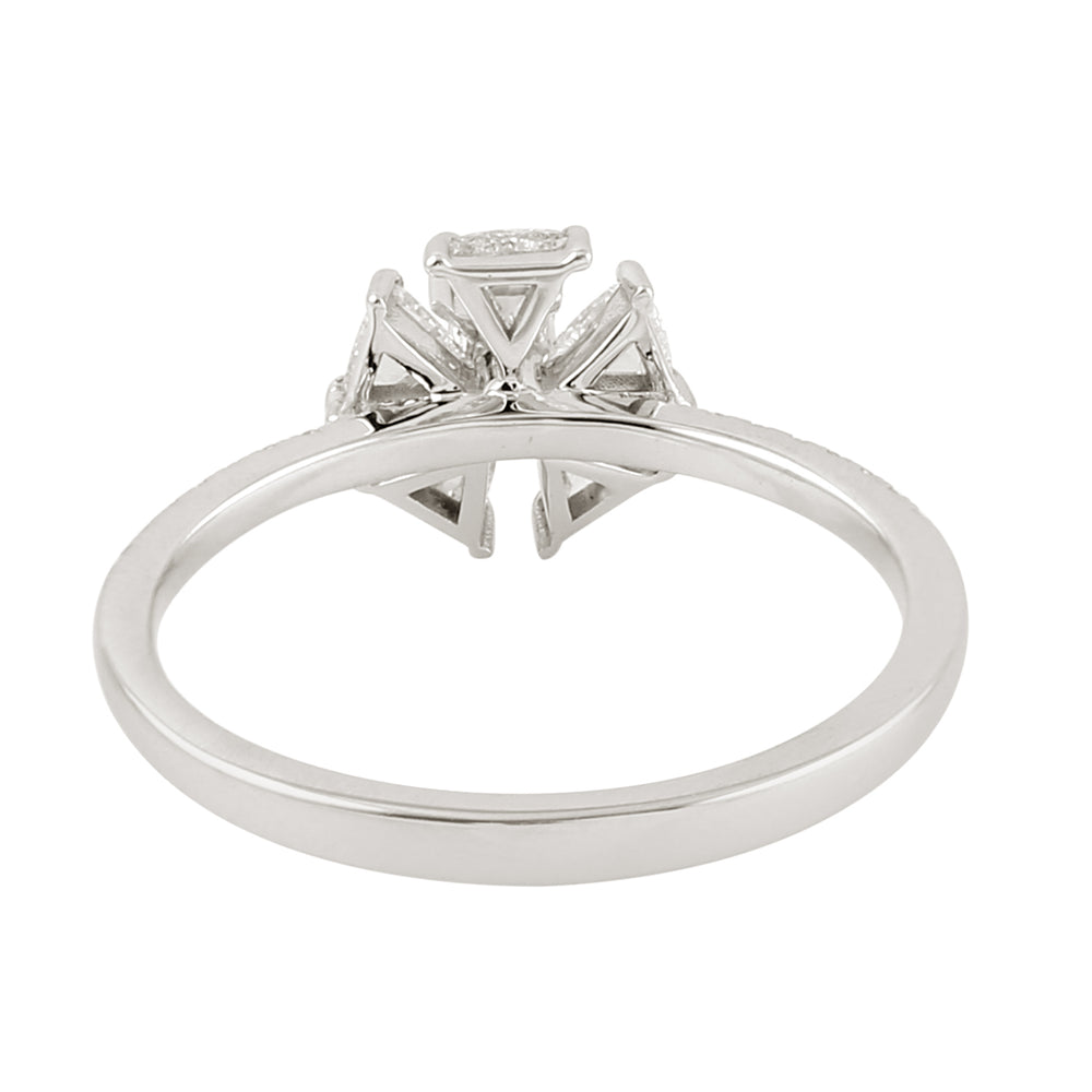 Pink Sapphire Tapered Baguette Diamond Floral Ring In 18k White Gold