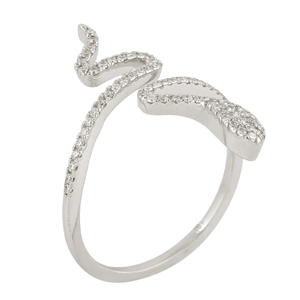 18k White Gold Micro Pave Diamond Snake Design Spiral Ring Jewelry For Gift