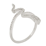 18k White Gold Micro Pave Diamond Snake Design Spiral Ring Jewelry For Gift