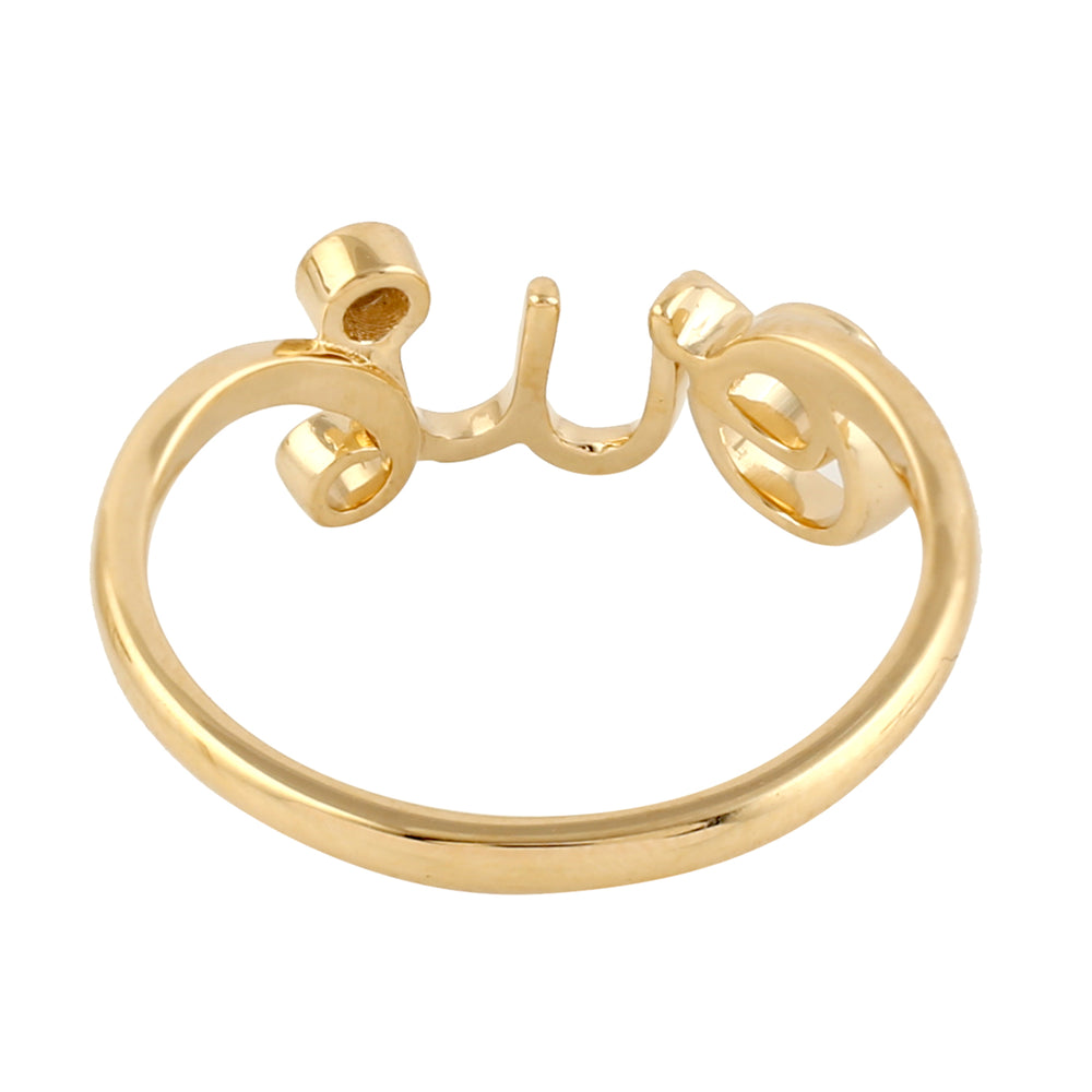 18k Yellow Gold Bezel Diamond Beautiful Alphabet Ring For Gift