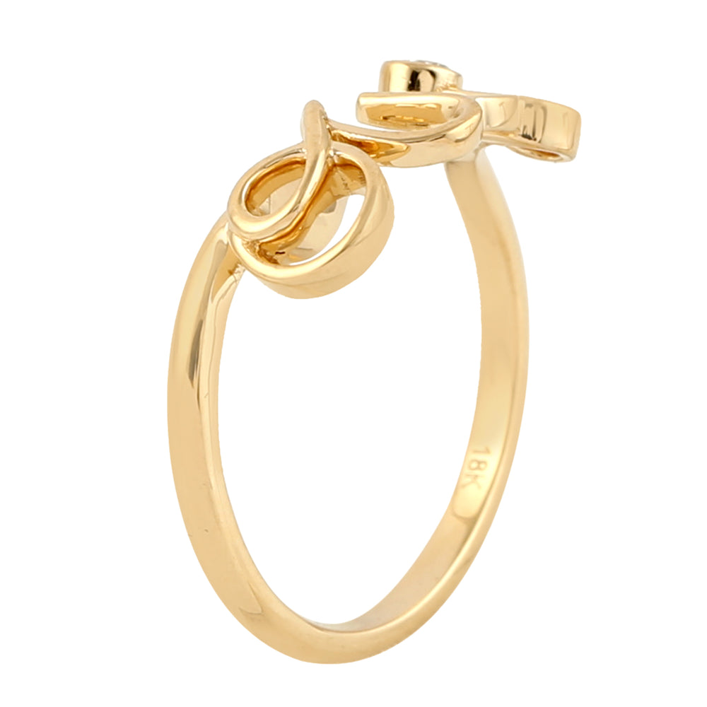 18k Yellow Gold Bezel Diamond Beautiful Alphabet Ring For Gift