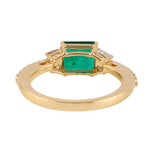 Natural Tapered Baguette Octagon Emerald Band Ring In 18K Yellow Gold Jewelry