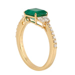 Natural Tapered Baguette Octagon Emerald Band Ring In 18K Yellow Gold Jewelry