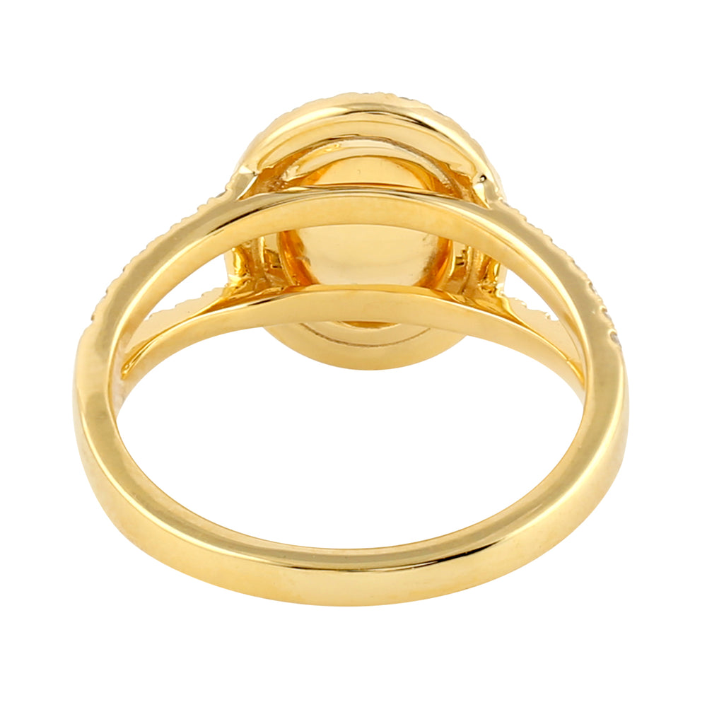 Oval Cut Citrine November Birthstone Pave Diamond Designer Ring In 14k Yellow Gold