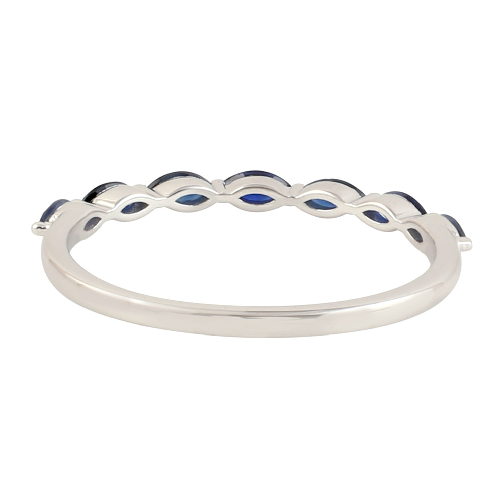 Blue Sapphire September Birthstone Thin Band Ring In White Gold