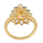 Pear Cut Topaz Imperial Prong Apatite Pave Diamond Beautiful Ring In Gold