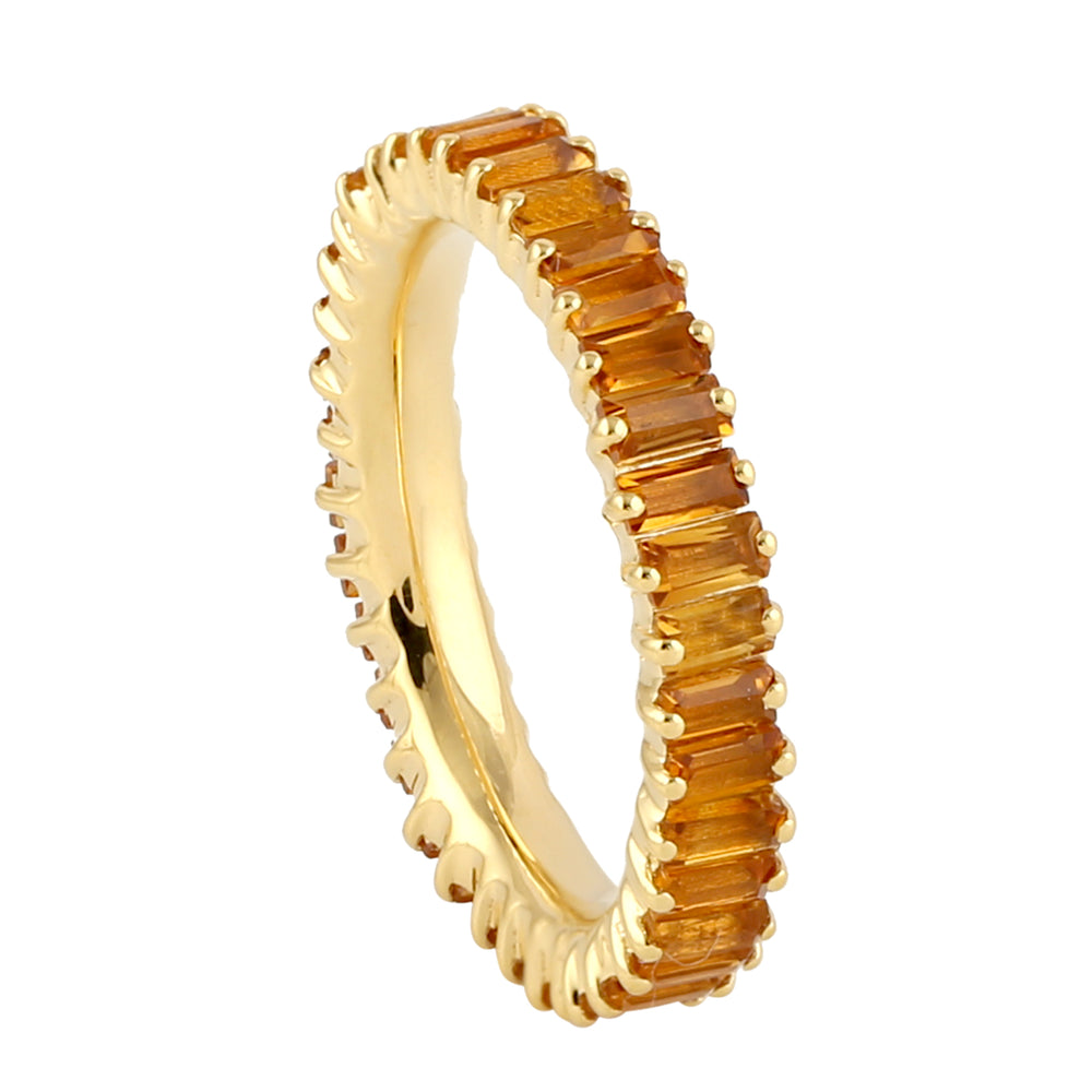 Baguette Cut Citrine November Birthstone Band Ring In 18k Yellow Gold Gift