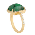 Fancy Emerald May Gemstone & Diamond Beautiful Ring In 18k Yellow Gold