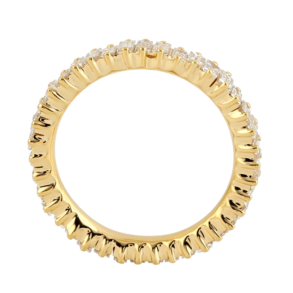 Baguette Cut Diamond Handmade Full Eternity Band Ring In 18k Yellow Gold