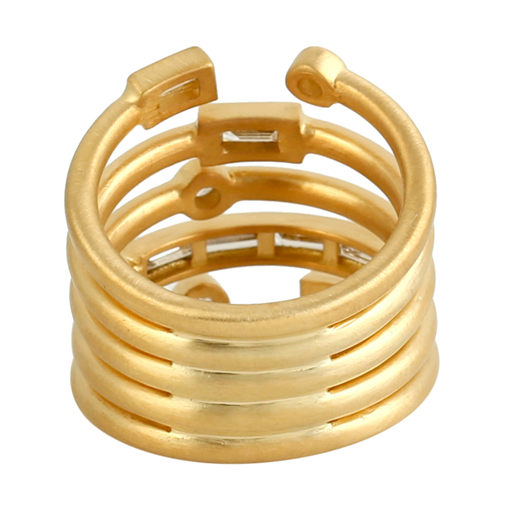 Baguette Cut Diamond Spiral Ring in 18k Yellow Gold – Elegant Gift for Her