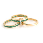 Channel Set Emerald Multiple Band Ring 18k Yellow Gold