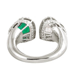 Heart Cut Emerald & Diamond Pave Diamond Open Ring in 18k White Gold For Wedding