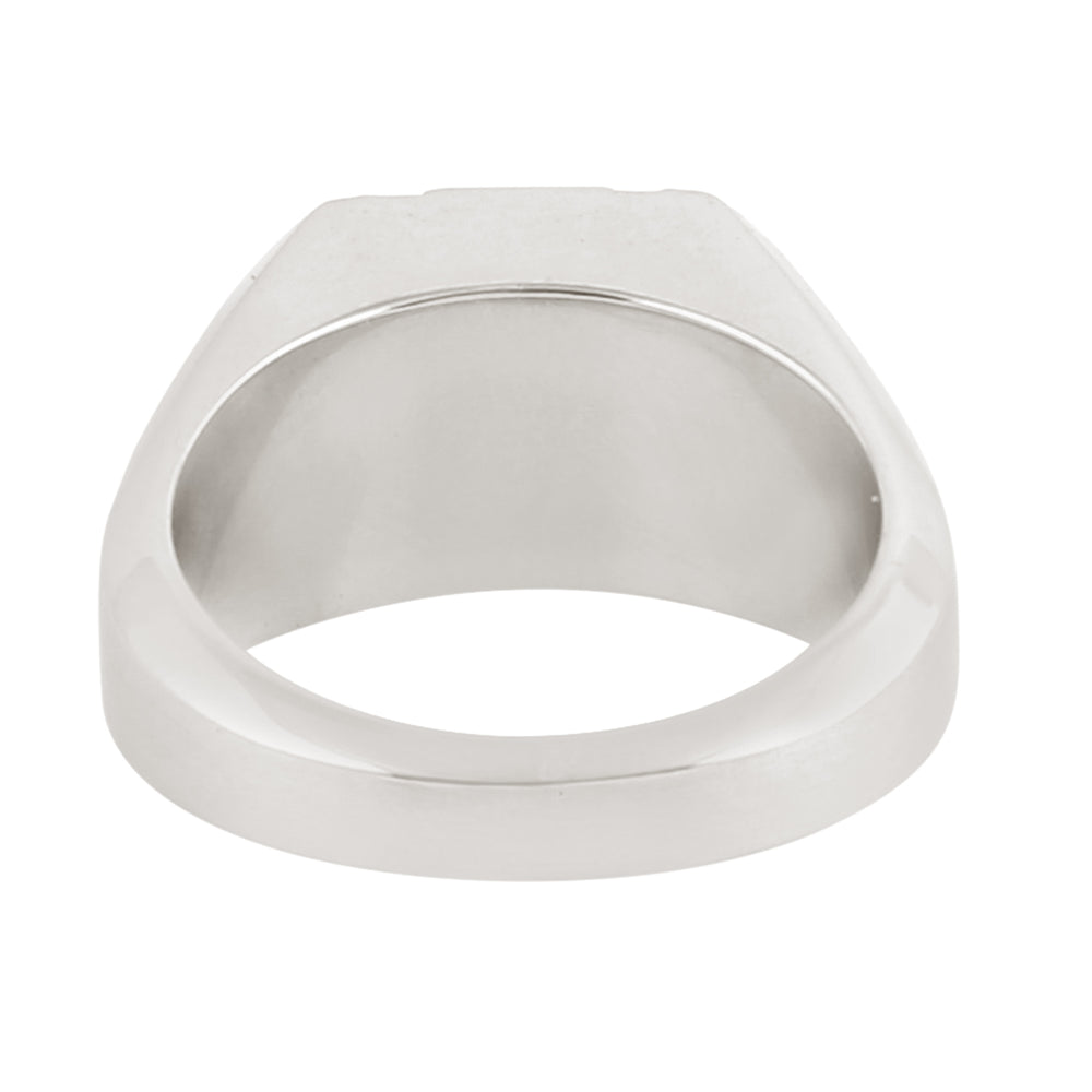 18K White Gold Blue Sapphire & Diamond Men's Signet Ring