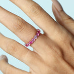 18K Yellow Gold Pink Sapphire Prong Ruby Gemstone Band Ring