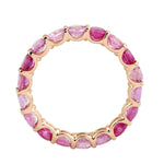 18K Yellow Gold Pink Sapphire Prong Ruby Gemstone Band Ring