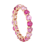 18K Yellow Gold Pink Sapphire Prong Ruby Gemstone Band Ring