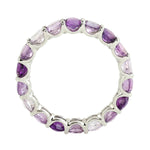 18K White Gold Pave Amethyst Gemstone Full Eternity Band Ring Jewelry