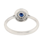 Natural Blue Sapphire Pave Diamond 18K White Gold Band Ring Jewelry