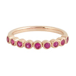 18K Rose Gold Bezel Set Ruby Precious Gemstone Band Ring Jewelry