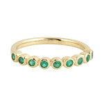 18K Yellow Gold Natural Emerald Bezel Set Band Ring For Gifts