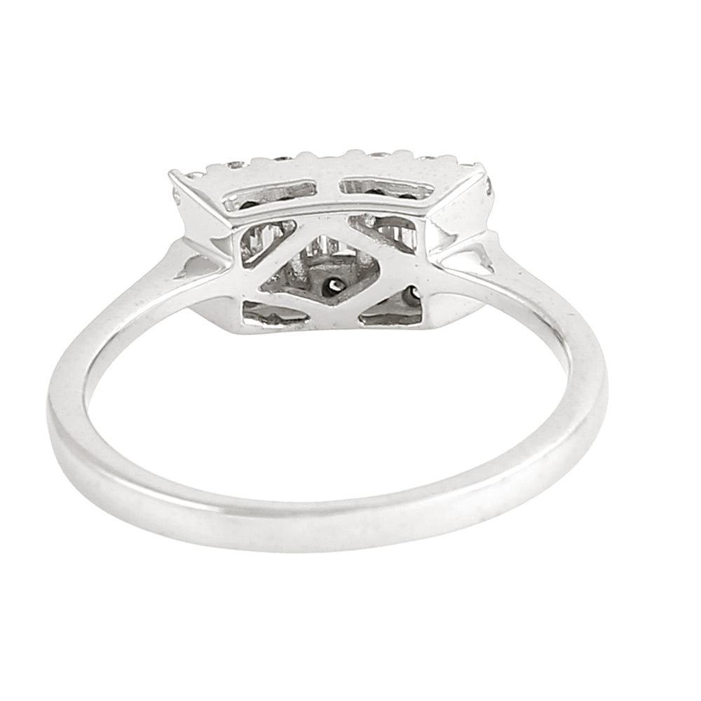 Baguette Cut Diamond Band Ring in 18K White Gold – Elegant Stackable Design