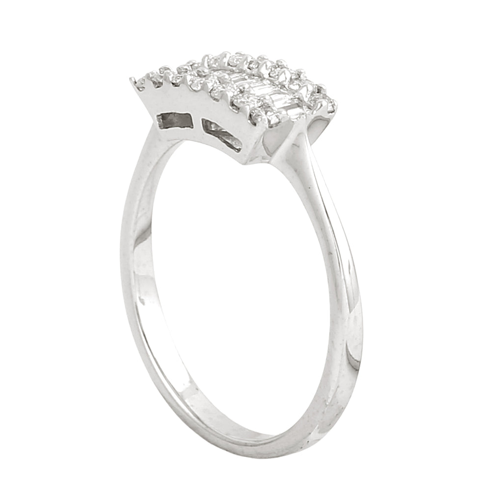 Baguette Cut Diamond Band Ring in 18K White Gold – Elegant Stackable Design