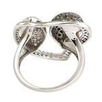 Natural Colored Pave Diamond Heart Shape Ring In 18K White Gold