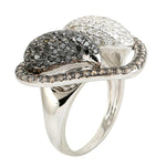 Natural Colored Pave Diamond Heart Shape Ring In 18K White Gold