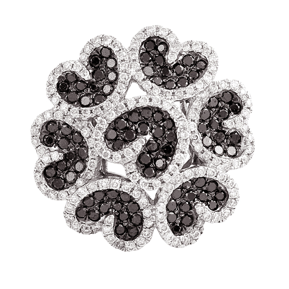 Women’s Ring in 18K White Gold with Black and White Diamonds – Fine Jewelry